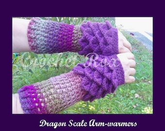Dragon scale fingerless mitts, Crocodile scale fingerless Mitts, fingerless gloves, Dragon gloves with Crochet Scales