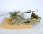 Serving tray / tray wooden painted and patinated handmade / jewelry storage / empty pockets tableware / blue and gold Serving tray / tray wooden painted and patinated handmade / jewelry storage / empty pockets tableware / blue and gold