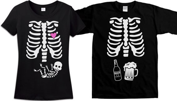 Matching Halloween  Couples  Shirt  Pregnant Skeleton Shirt 