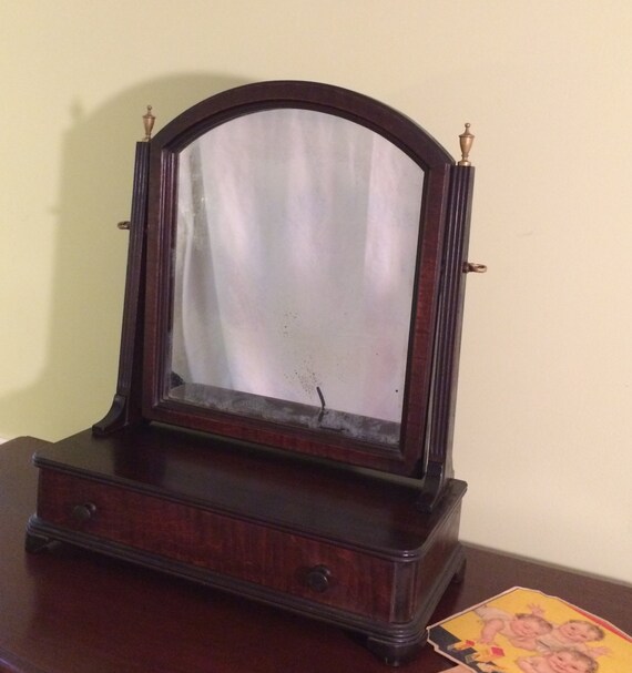 Vintage Mahogany Vanity Make Up Stand Mirror/ by 9LivesDecor