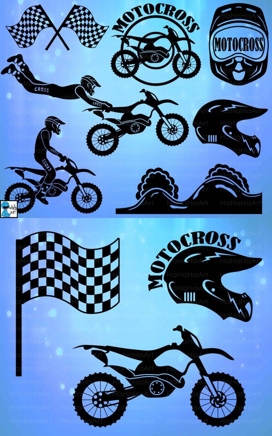 MotoCross Monogram Cutting Files Svg Png Jpg Eps Dxf Digital