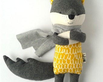 ROLLO the wolf. made to order. handmade eco toy. modern stuffed wolf. minimalistic toy