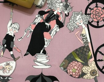 Spooky Halloween Dish Mat, Kitchen Towel, Black Pink Gray, Haunted House Decor, Ghastlier Desk Mug Rug, Pink Black Fabric, Coffee Maker Mat