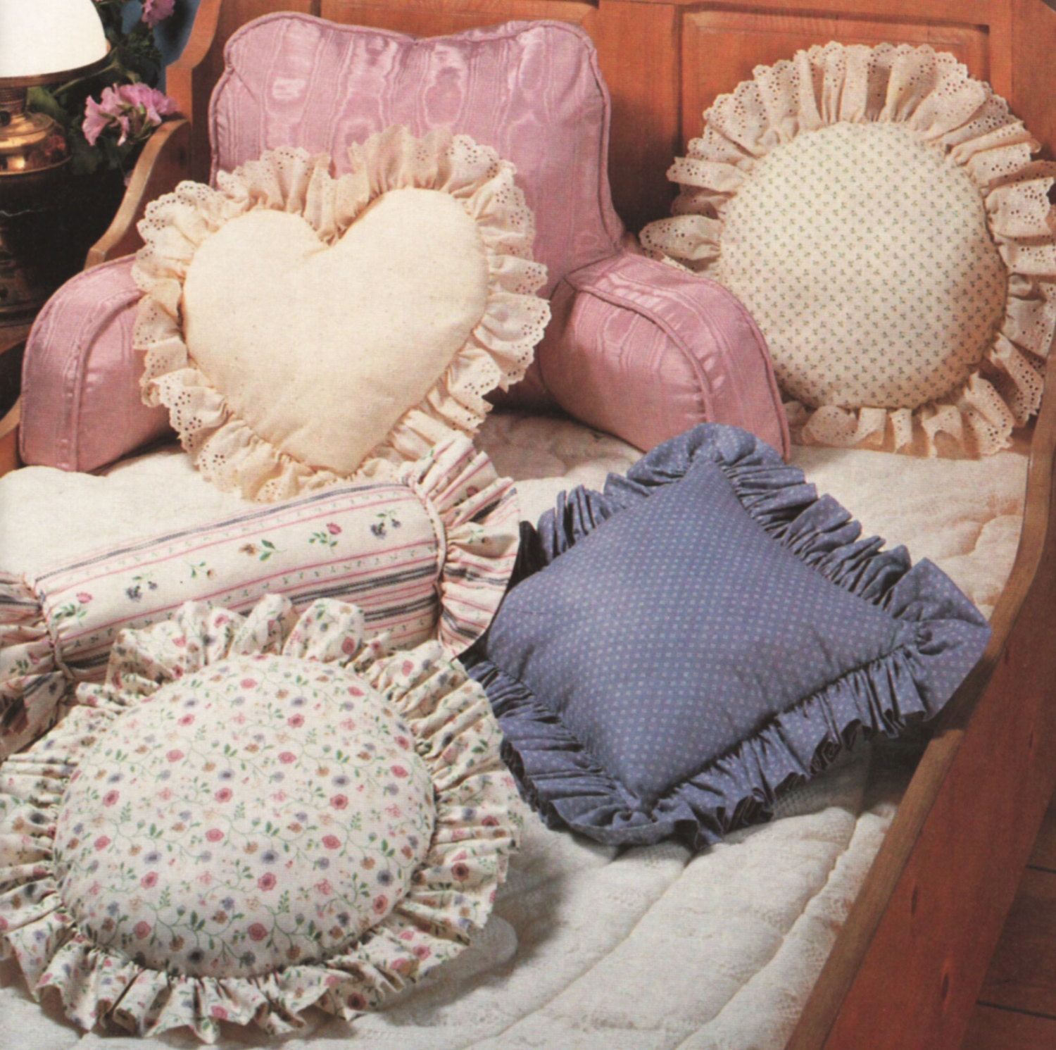 Shabby Chic Pillows Pattern Heart Pillow Neck Roll Pillow