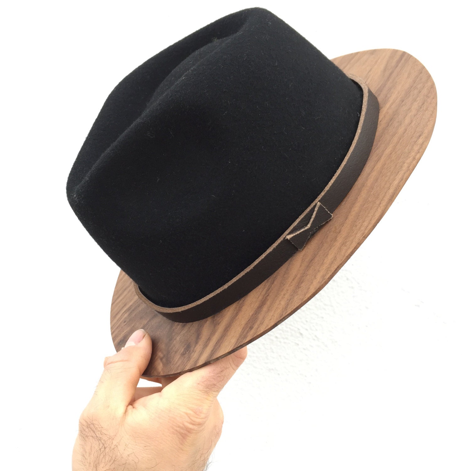 Wood Brim Fedora Black and Walnut