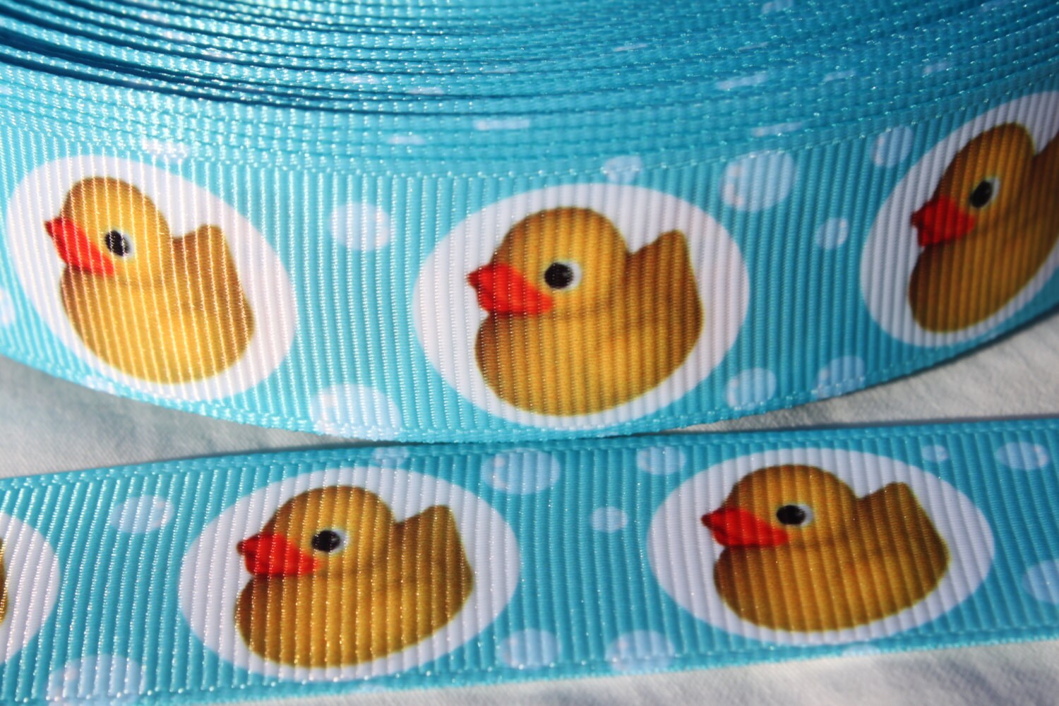 Rubber Duck 7/8 Inch Grosgrain Ribbon by the Yard for
