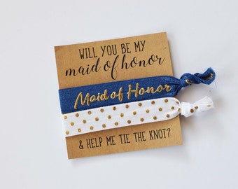 Will You Be My Maid of Honor // Help Me Tie the Knot // Bridesmaid Proposal// Maid of Honor Gift // Maid of Honor Two Hair Ties