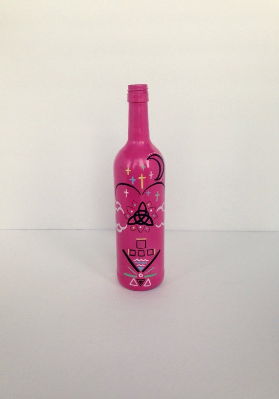 Painted Wine Bottle By TheCloudNineStudios On Etsy   Il 570xN.841122307 2pt6 