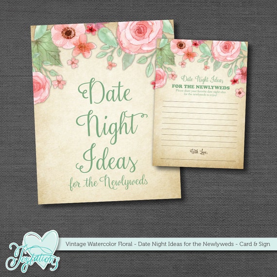Bridal Shower Game Date Night Ideas for the Newlyweds Card