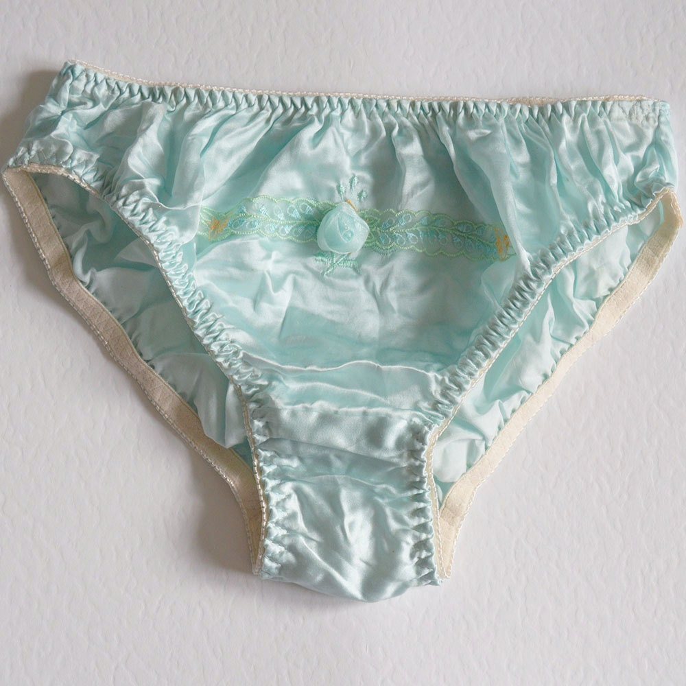 Stephanie Something Light Blue Rose Silk Lingerie Panties