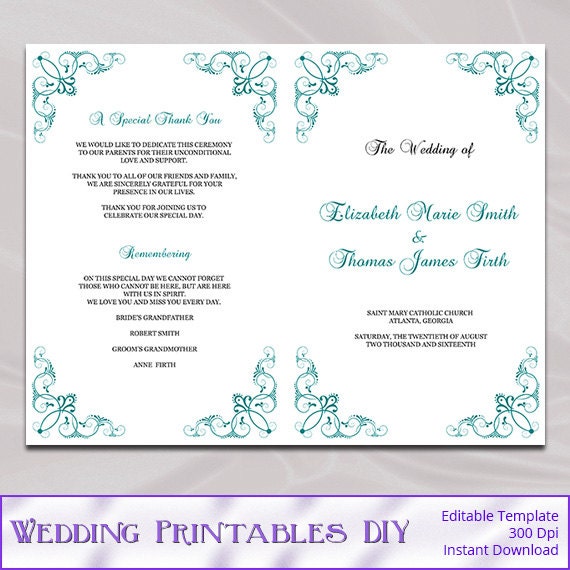 Wedding Ceremony Booklet Template