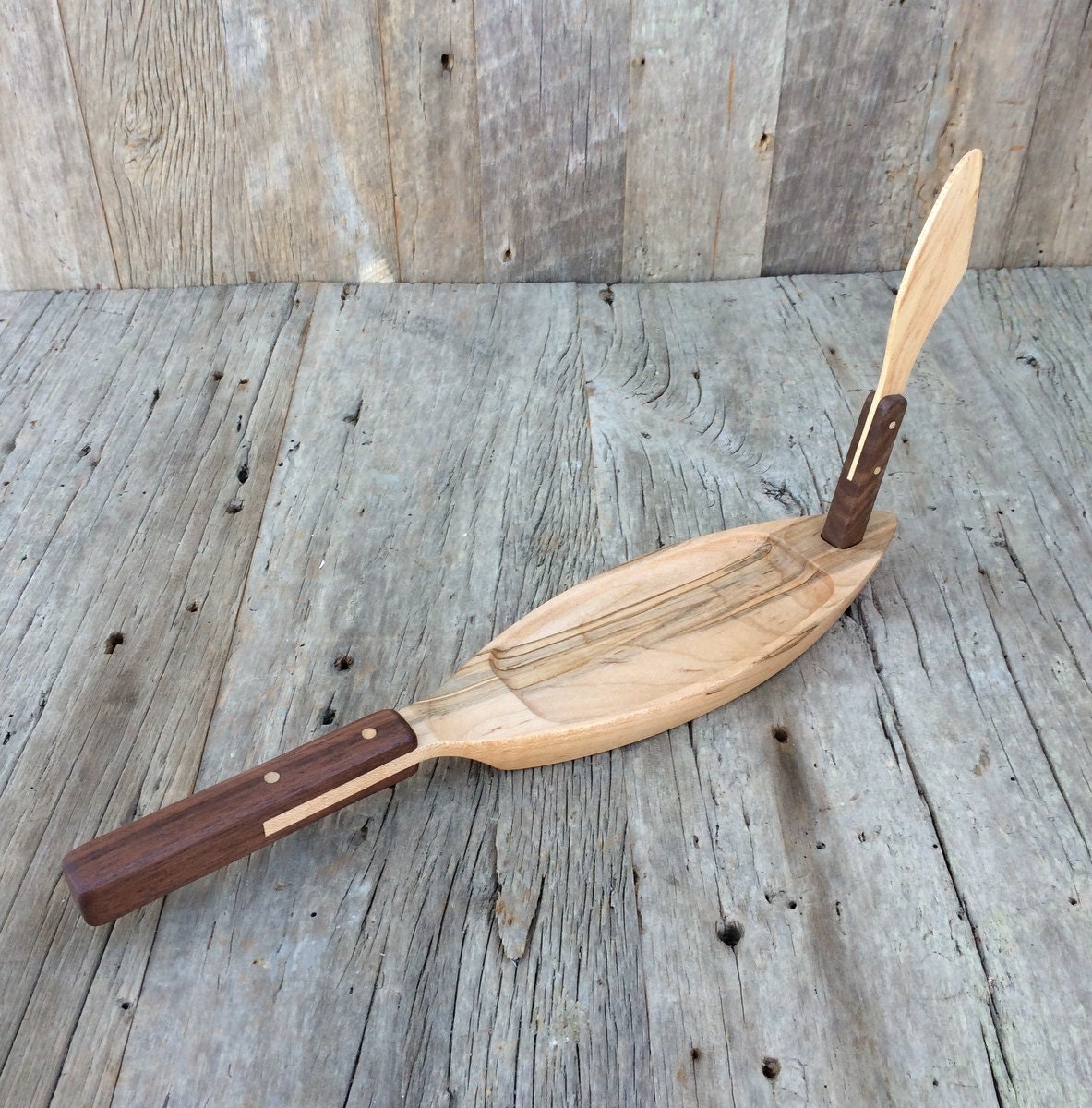 Wood butter dish wood spreader wood knife butter tray