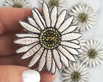 Daisy Patch - Iron On, Embroidered Applique – Flower
