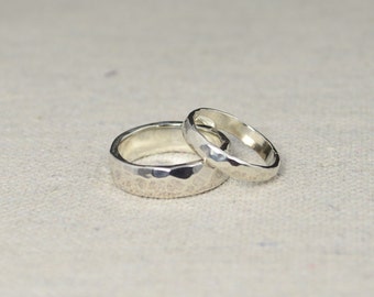 hammered silver wedding bands rustic wedding rings wedding ring set sterling silver - Inexpensive Wedding Rings hammered silver wedding bands rustic wedding rings wedding ring set sterling silver - Inexpensive Wedding Rings