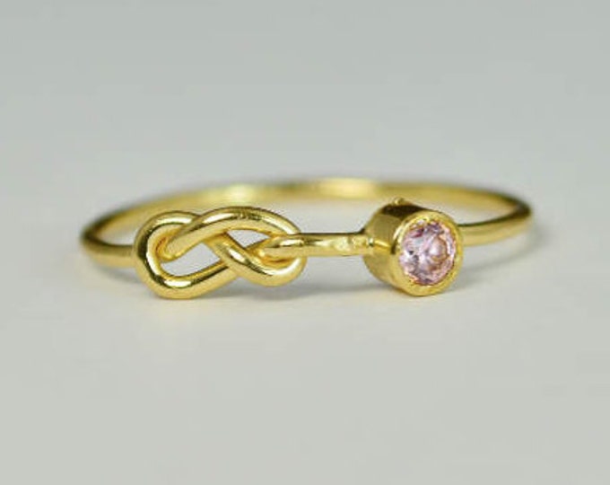 14k Gold Pink Tourmaline Infinity Ring, 14k Gold Ring, Stackable Rings, Mother's Ring, October Birthstone Ring, Gold Infinity Ring