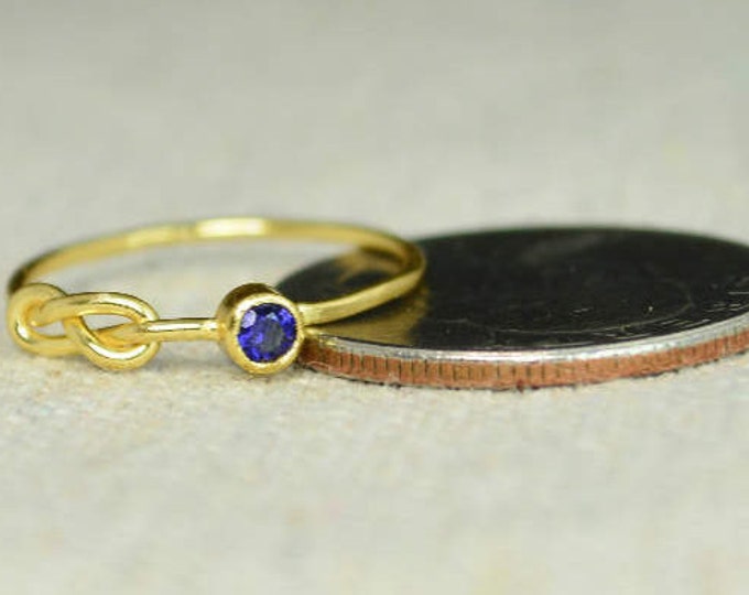 Sapphire Infinity Ring, Gold Filled Ring, Stackable Rings, Mother's Ring, September Birthstone Ring, Gold Infinity Ring, Gold Knot Ring