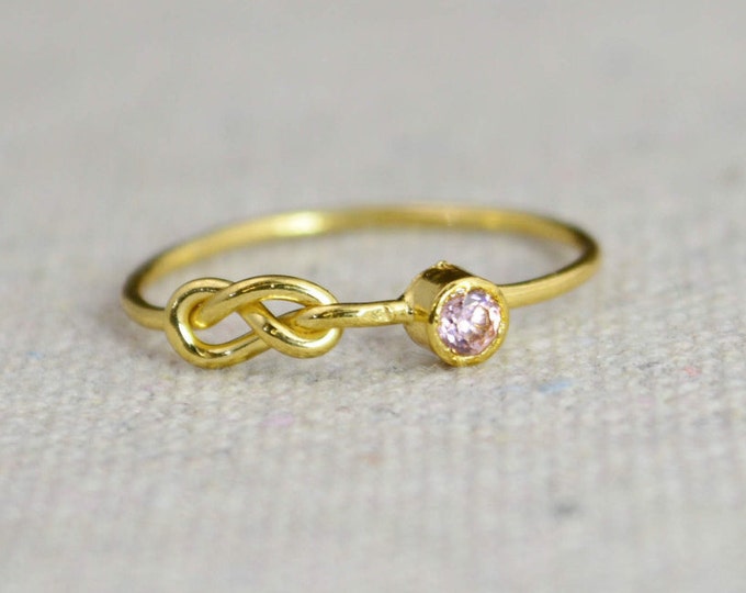 Pink Tourmaline Infinity Ring, Gold Filled Ring, Stackable Rings, Mother's Ring, October Birthstone Ring, Gold Infinity Ring, Gold Knot Ring