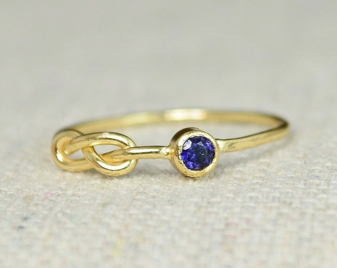 Sapphire Infinity Ring, Gold Filled Ring, Stackable Rings, Mother's Ring, September Birthstone Ring, Gold Infinity Ring, Gold Knot Ring