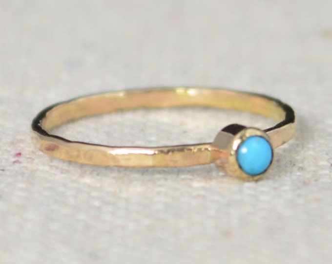 14k Gold Filled Turquoise Ring, 3mm gold solitaire, solitaire ring, 14k Gold, December Birthstone, Mothers RIng, Gold Filled band, gold