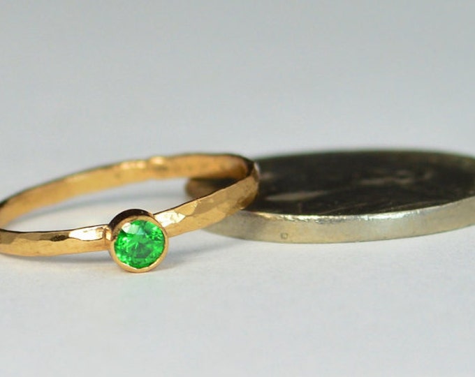 Classic Solid 14k Rose Gold Emerald Ring, Emerald Solitaire, Emerald Ring, Solid Gold, May Birthstone, Mothers Ring, Solid Rose Gold
