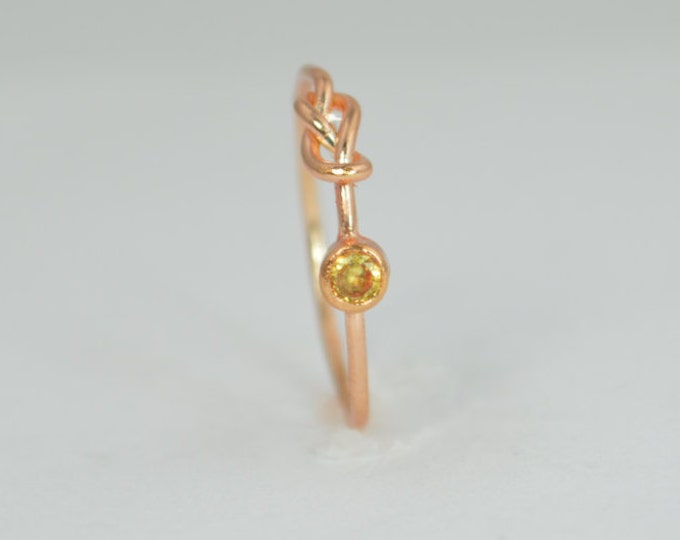 14k Rose Gold Topaz Infinity Ring, 14k Rose Gold, Stackable Rings, Mothers Ring, November Birthstone, Rose Gold Infinity,Rose Gold Knot Ring