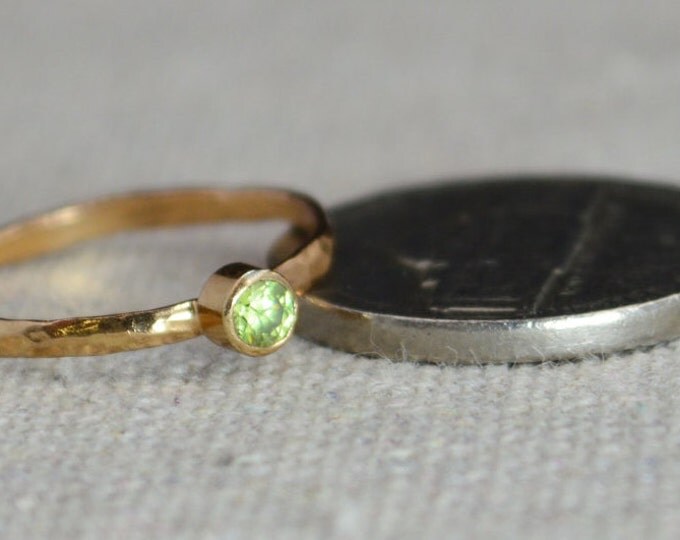 Classic Rose Gold Filled Peridot Ring, solitaire, solitaire ring, rose gold filled, August Birthstone, Mothers Ring, gold band, Band