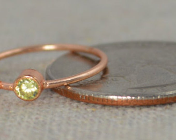 Peridot Infinity Ring, Rose Gold Filled Ring, Stackable Rings, Mother's Ring, August Birthstone Ring, Rose Gold Ring, Rose Gold Knot Ring