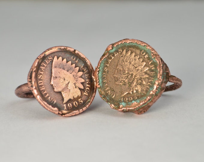 Genuine Indian Head Penny Ring in Copper, Early American Ring, Electroformed, Coin Ring, statement ring, copper statement ring, penny ring