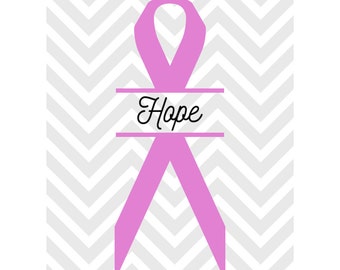 Pink Ribbon, Breast Cancer Ribbon, Hope, SVG, DXF, Studio 3 Files for Cricut Design Space, Silhouette Studio, Download