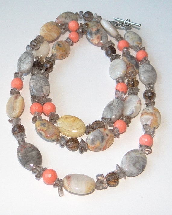 Agate Long Beaded Necklace Multicolor Multi By Angelscollection