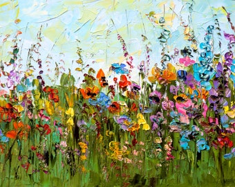 Oil Painting Flowers Palette Knife Painting on by ForestSandandAir