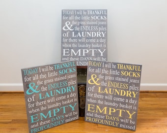 Custom Laundry Sign - Today I will be thankful for Laundry...Profoundly Missed 16x20 Custom Laundry Room Wood Sign