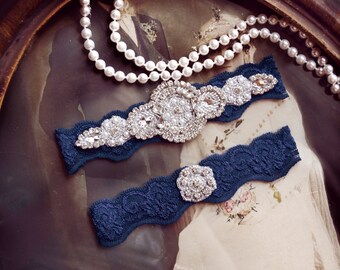 Wedding Garter, Crystal Bridal Garter Set, Vintage Inspired Wedding Stretch Lace Garter, Bridal Garter, Garter