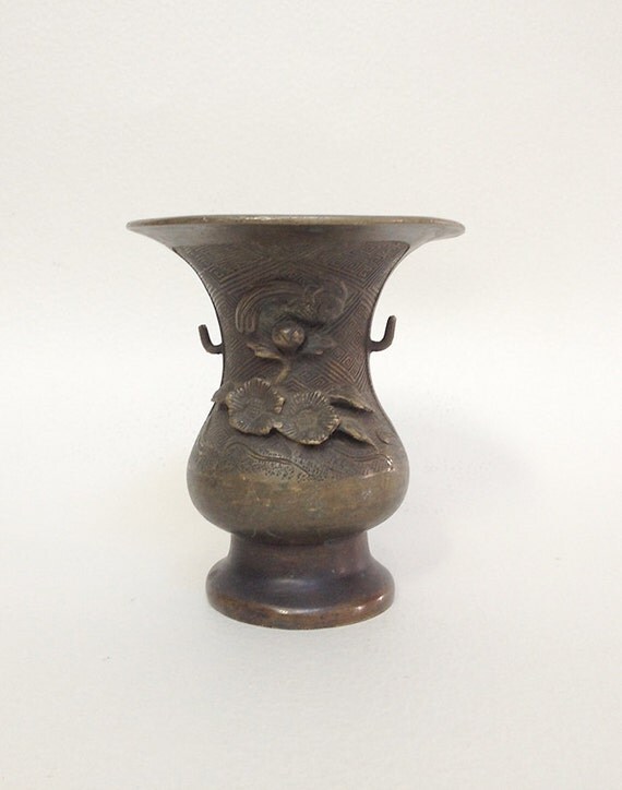 Small Vintage Bronze Vase Decorated with by FrenchBricABroc