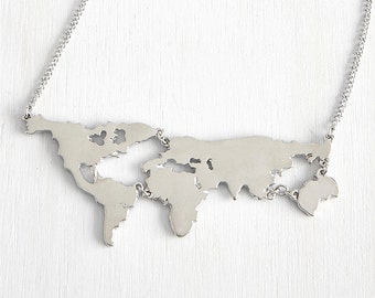 World Map Necklace,World Necklace,Country Necklace,State Necklace,Travel Necklace,Personalized Jewelry,Memorial Necklace,Bridesmaid Gift