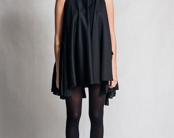 4610149 Black Frill Detail Tent Dress