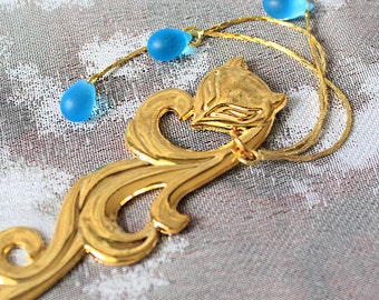 blue hair jewelry gold hair stick fox jewellry for sister gifts for birthday gifts for her hair blue gold body jewelry fox lover gifts шв15