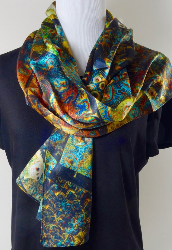 brown satin scarf top