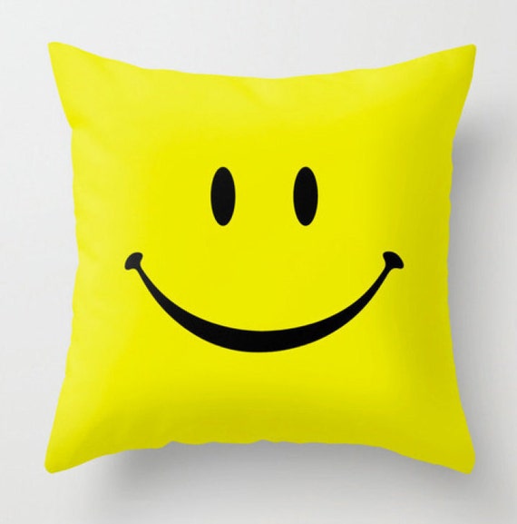 Smiley Face Pillow Yellow Pillow Decorative by DesignMargarida