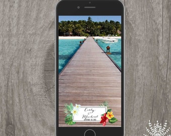 SNAPCHAT GEOFILTER, Custom Snapchat Geofilter, Beach wedding geofilter, Snapchat filter, tropical wedding snapchat geofilter