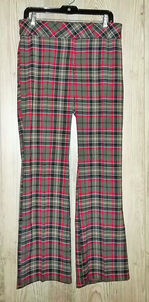 Vintage Plaid Pants 11 Stretch Bell Bottoms Low Rise Flares