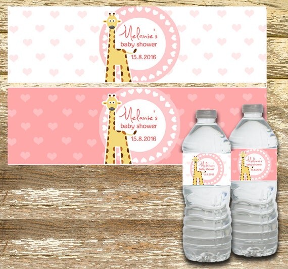 Baby Shower Water Bottle Labels Girl Baby Shower Pink Baby