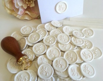 Personalised wax seal stickers - self adhesive premade designer White Ivory (Handmade in Australia) Pure Invites