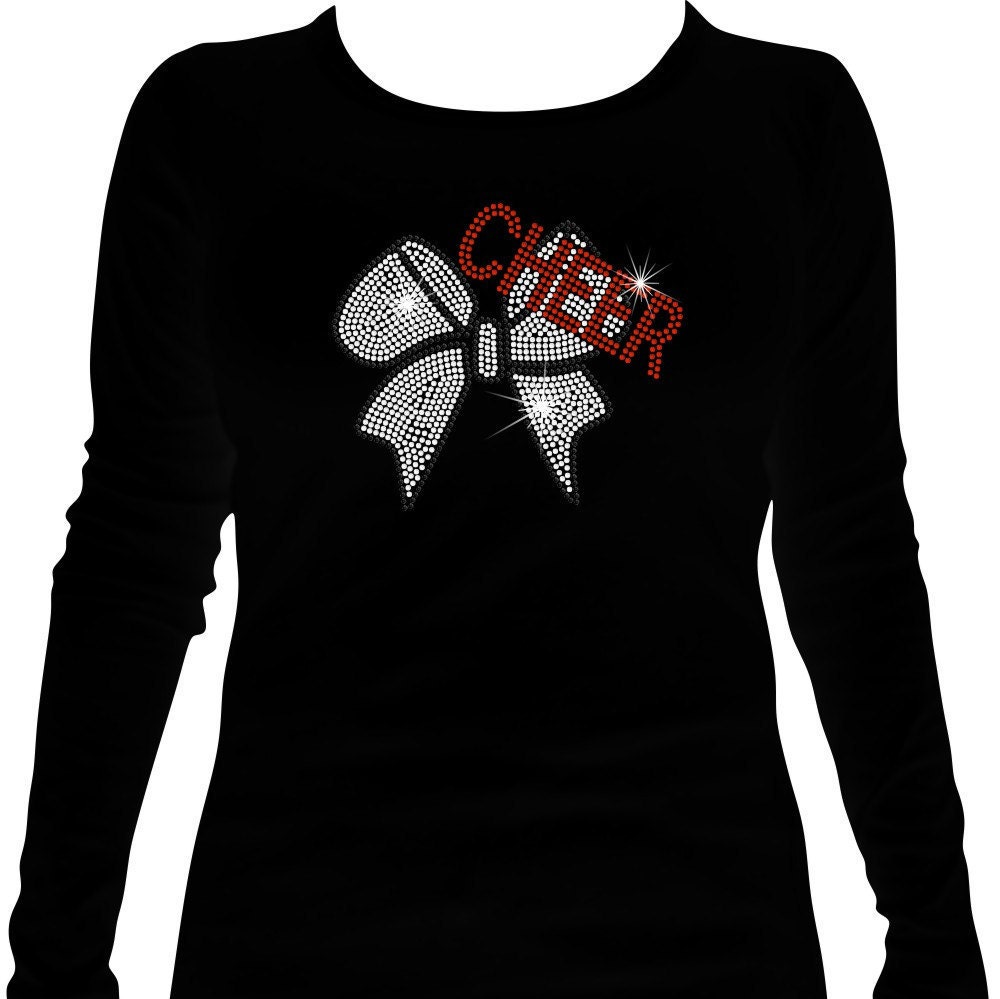 Rhinestone cheer bow Cheerleading bling shirt Custom Cheer