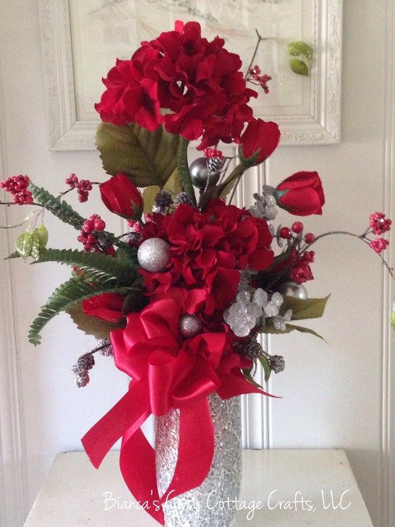 Christmas floral red flower arrangement artificial floral