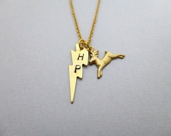 Always Necklace Harry Potter Jewelry Gold Stag Deer Patronus Charm Lightning Bolt Pendant Book Lover Hogwarts Severus Snape Accessories Gift
