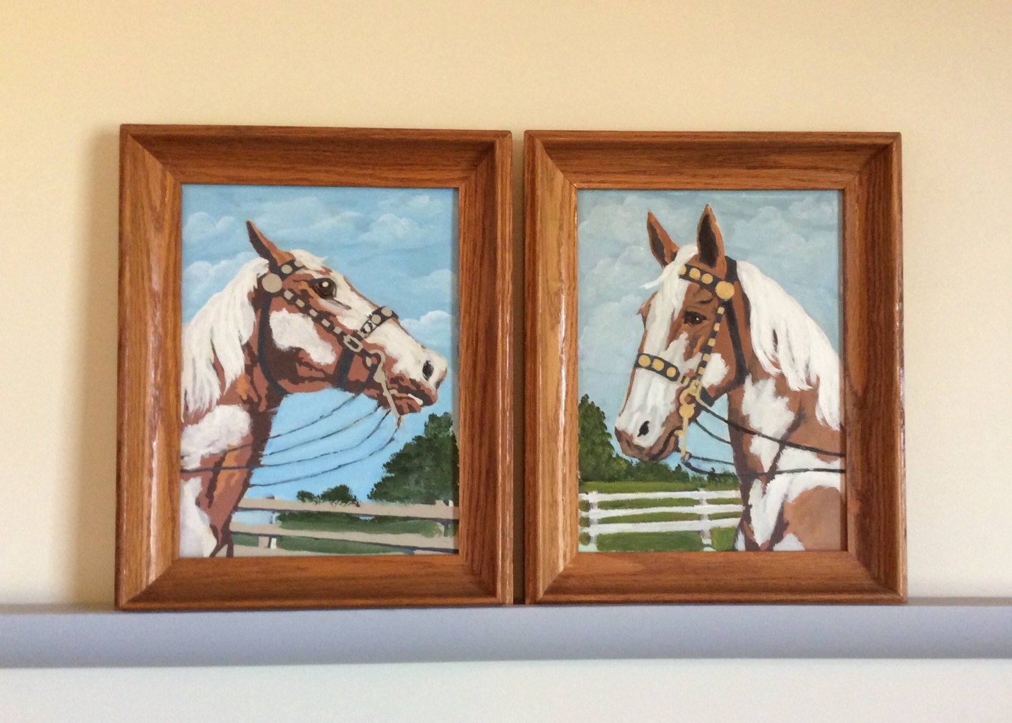 vintage horse paint by numbers pair