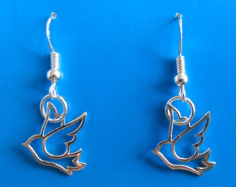 Sterling Silver Bird Dangle Earrings