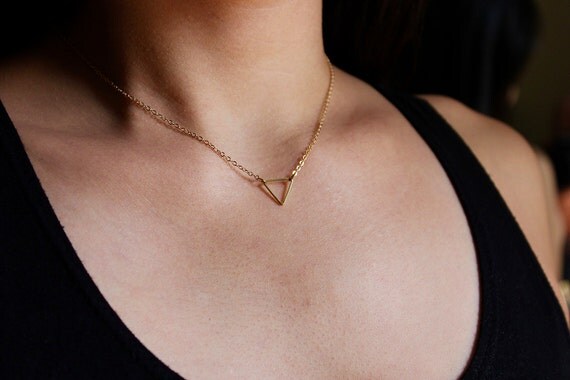 Dainty Gold Triangle Necklace / Upside Down Triangle