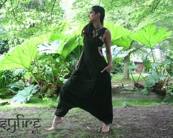 GREEN Harem Jumpsuit - Harem Pants, Festival Playsuit, Festival Dungarees, Hippie Overalls, Boho Romper, Ali Baba Trousers, Baggy Trousers